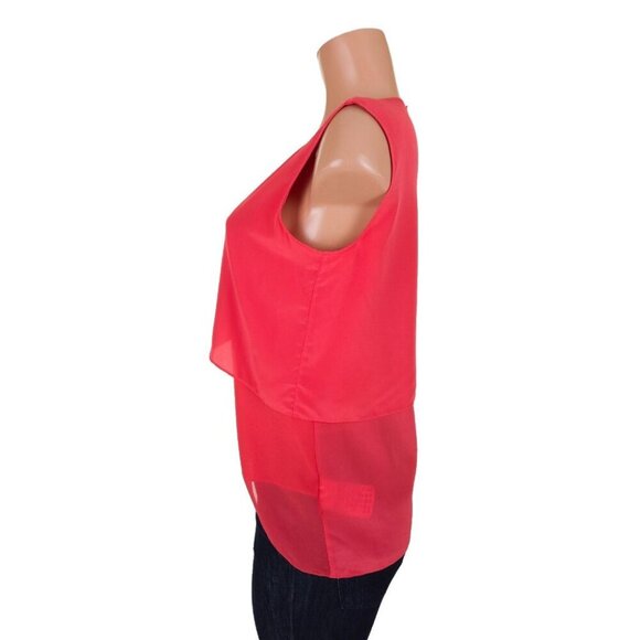 Escada Sport Narlene Tiered Silk Sleeveless Camisole Top 36 US 6 Lobster Red - Picture 4 of 8